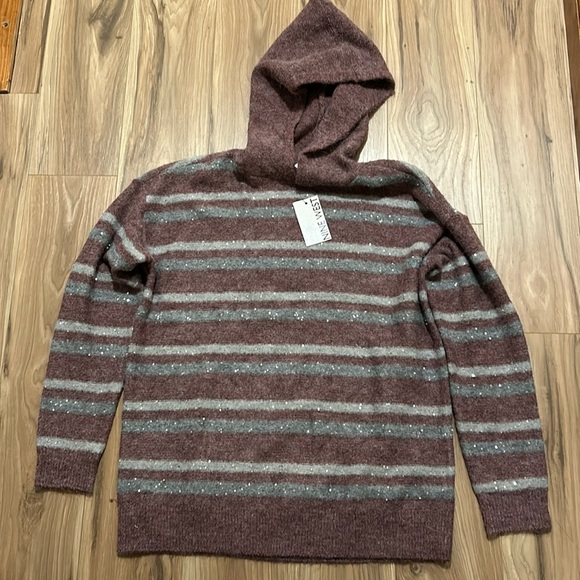 NWT Mauve striped glitter hooded sweater - Picture 1 of 7